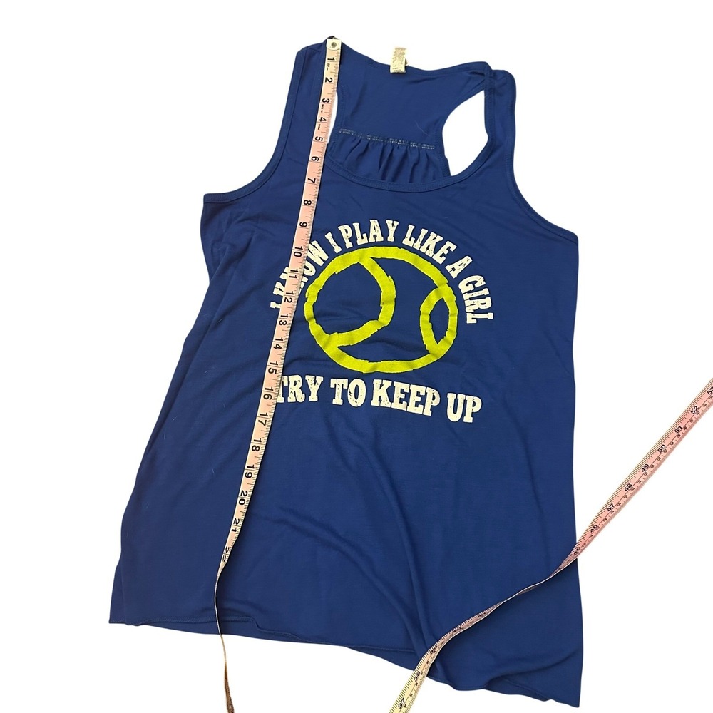 Womens Tennis Tank Top I Know I Play Like A Girl Try To Keep Up‎ Blue Medium - Picture 8 of 8